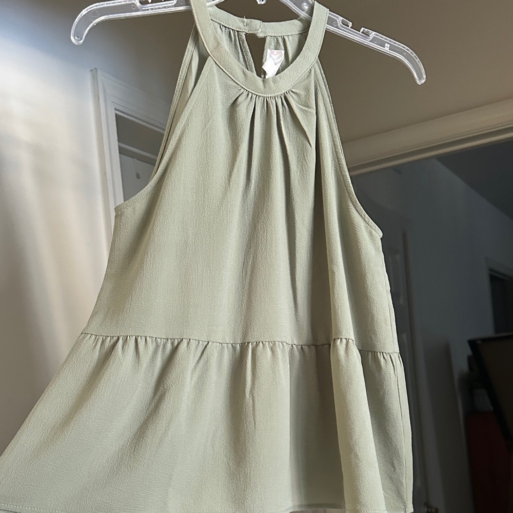Hippie Rose Light Green Sleeveless Halter style Blouse